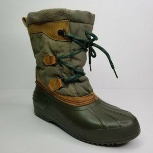 Sorel Canada Sz 9 Winter Snow Boots Olive Green Felt Lined Insulated Womens